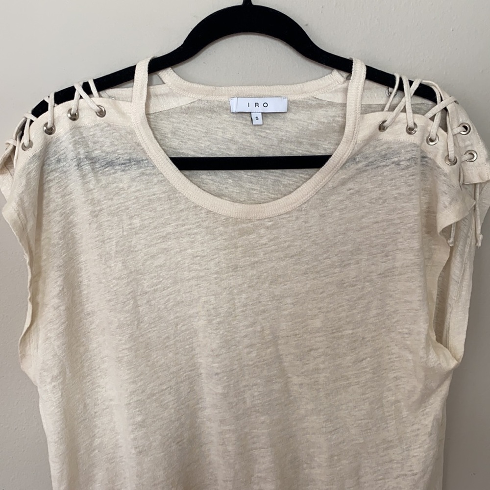 ⚪️ IRO Linen Lace Sleeve Top - Picture 3 of 10
